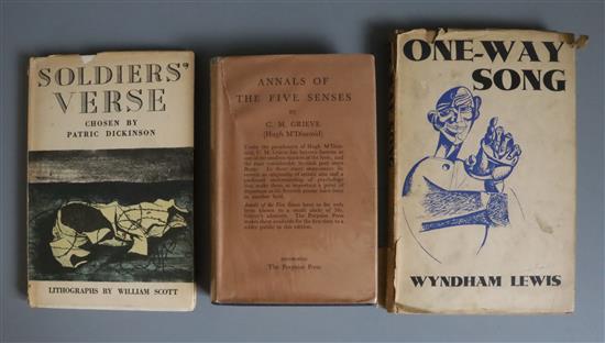 Lewis, Wyndham - One-Way Song, 8vo, original cloth, with d.j. (torn), Faber and Faber, 1933, and Scott -